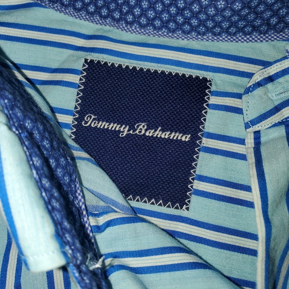 Tommy Bahama  Dress Shirt Long Sleeve 2XB White Blue Striped Big & Tall Cuffs - Picture 2 of 10